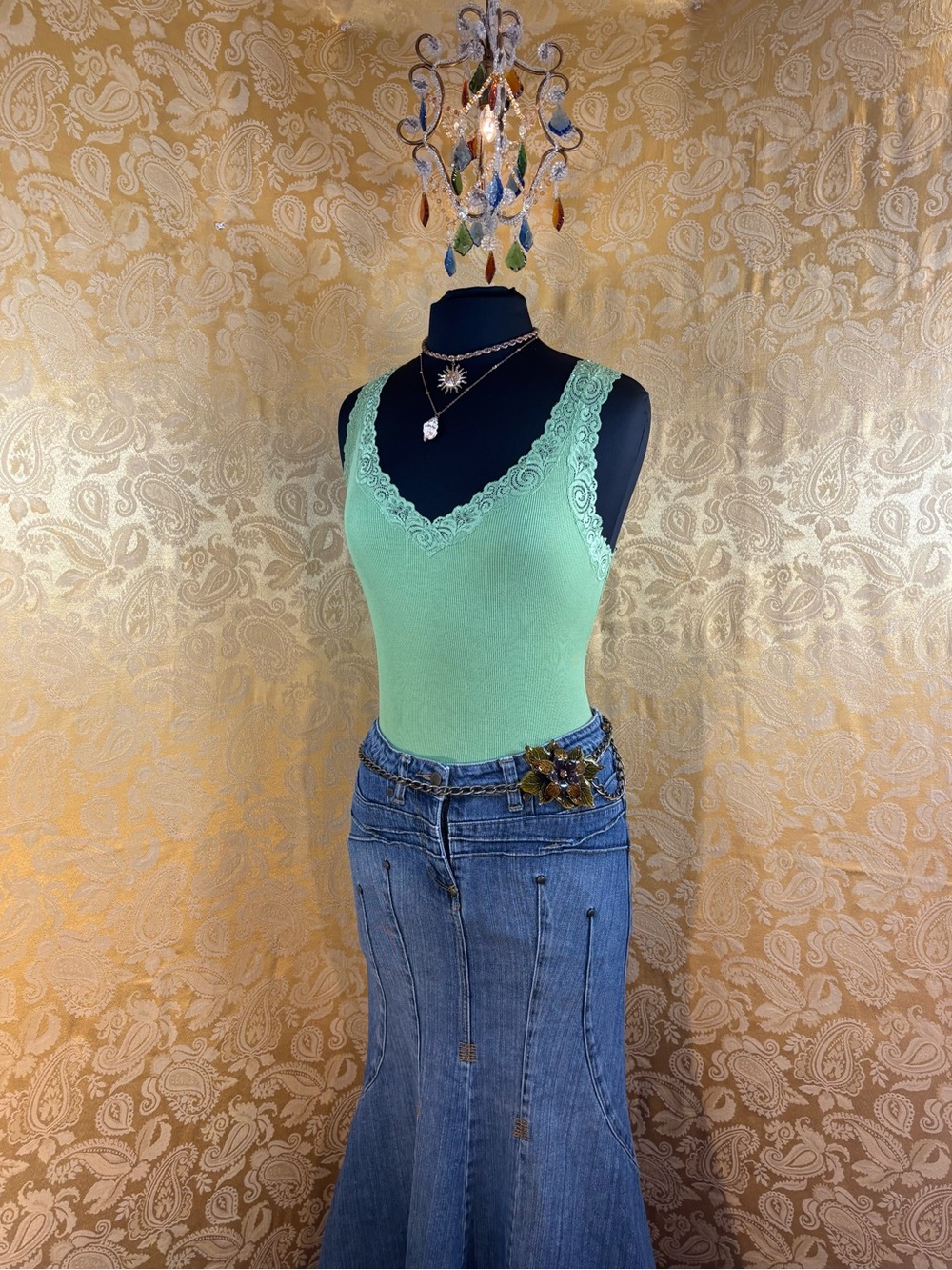 ✨NWT Vintage Y2K Boho Bundle of Two Beaded Lace Trim Camis✨